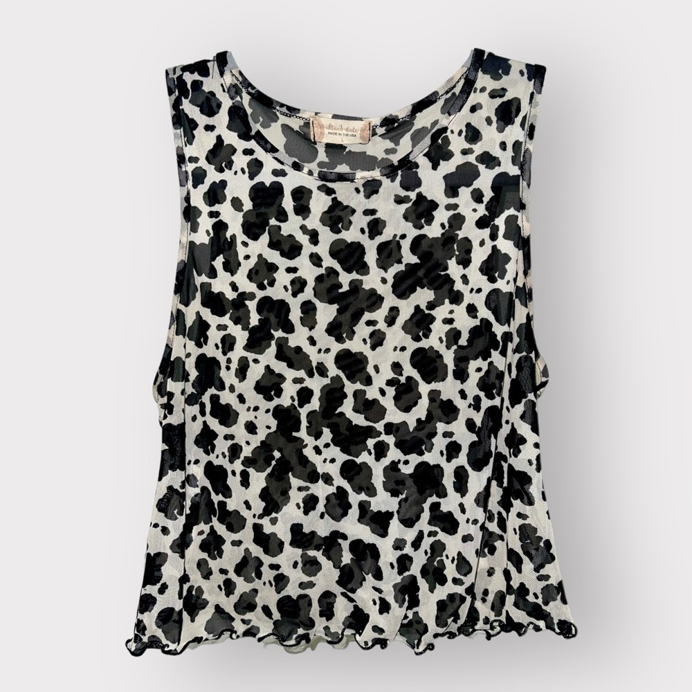 Altar’d State - Mesh Cow Print Top